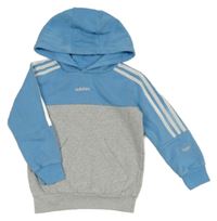 Modro-šedá/melírovaná mikina s kapsou a kapucí Adidas