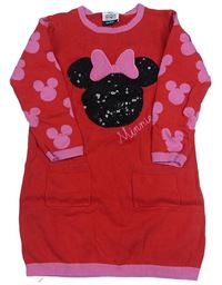 Červené svetrové šaty s Minnie z flitrů George