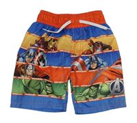 Modro-červeno-barevné plážové kraťasy s Avengers Rebel