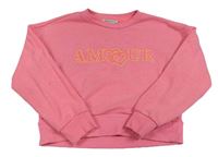 Neonově růžová melírovaná crop mikina s nápisem Primark