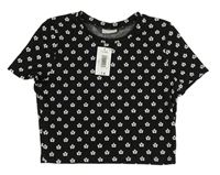 Černé květované crop tričko Matalan