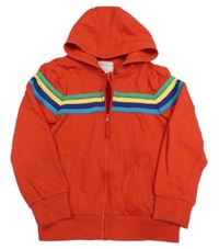 Červená propínací mikina s pruhy a kapucí Mountain Warehouse