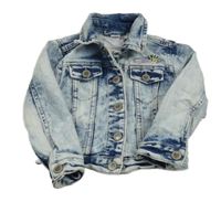 Světlemodrá plísňová riflová bunda s duhou a srdíčky Dopodopo