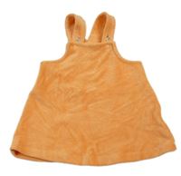 Oranžové žebrované sametové laclové šaty