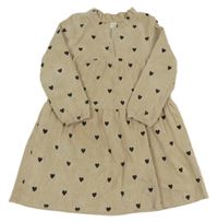 Béžové žebrované šaty se srdíčky Shein