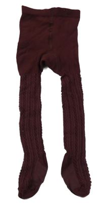 Vínové punčocháče s copánkovým vzorem H&M