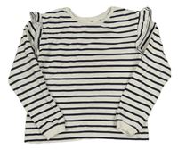 Bílo-černé pruhované mikinotriko s volánky H&M