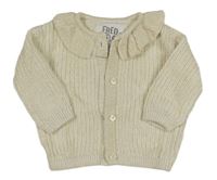 Smetanový třpytivý propínací svetr s límečkem F&F