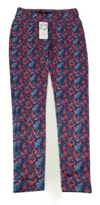 Nové - Tmavomodro-červeno-modré vzorované sportovní legíny St. Bernard