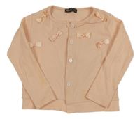 Meruňkové žebrované propínací triko s mašlemi