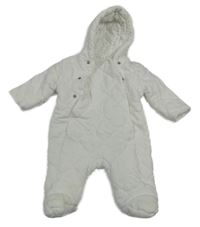 Bílá prošívaná zateplená kombinéza s kapucí George