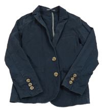 Tmavomodré plátěné sako Next