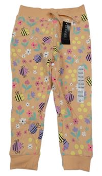 Nové - Meruňkové květované tepláky s včelami Dunnes