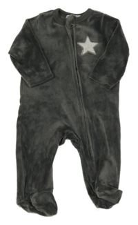 Tmavošedý plyšový overal s hvězdou