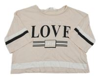 Světlerůžové crop tričko s nápisem H&M