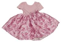 Růžovo-květované šaty s mašlí H&M