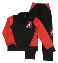 2set - Černo-červená sportovní propínací mikina s logem + tepláky Air Jordan