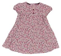 Růžové květované manšestrové šaty Mothercare