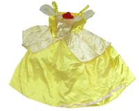 Kostým - Žluté saténové/tylové šaty s červeným květem - princezna 
