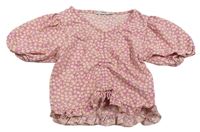 Růžovo-žlutý květovaný crop top zn. George