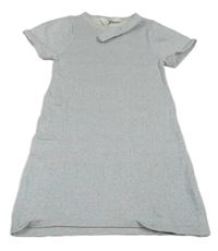 Světlemodré pletené třpytivé šaty s mašlí H&M