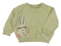 Zelená květovaná mikina s králíkem