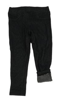 Černé melírované zateplené tregíny riflového vzhledu C&A