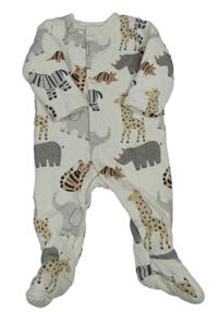 Bílý zateplený overal se zvířátky Tu