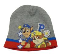 Šedo-červená pletená čepice s Tlapkovou patrolou Nickelodeon