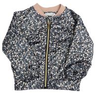 Tmavomodro-růžová saténová lehká bunda 