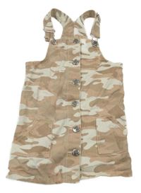 Béžovo-růžovo-hnědé army propínací laclové riflové šaty Matalan