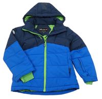 Modro-tmavomodrá šusťáková zimní bunda s kapucí Troll Kids 