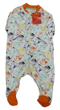 Nové - bílo-barevný overal s obrázky 