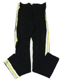 Černé legíny s neonovým pruhem H&M