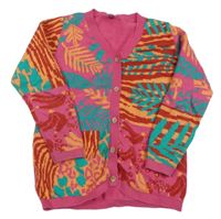 Růžovo-barevný propínací svetr Tu