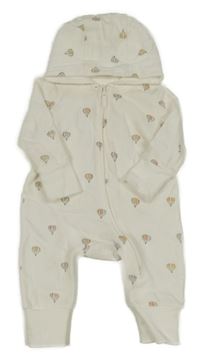 Bílá tepláková kombinéza s balóny a kapucí H&M