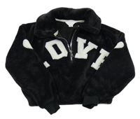 Černá crop plyšová mikina s nápisem River Island