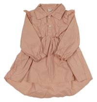 Světlerůžové plátěné šaty s límečkem shein