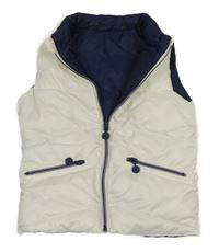 Bílo-modrá šusťáková zateplená oboustranná vesta 