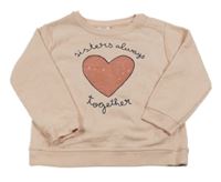 Světlerůžová mikina se srdcem Zara