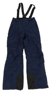 Tmavomodré šusťákové funkční oteplovačky a kšandami Crivit