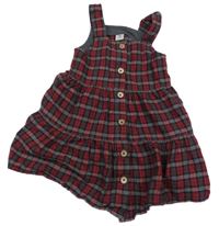 Šedo-červené kostkované propínací šaty Tu