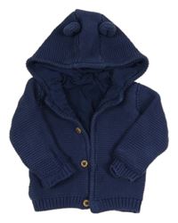 Tmavomodrý podšitý propínací svetr s kapucí M&S