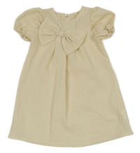 Smetanové lehké šaty s mašlí 