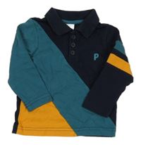 Tmavomodro-žluto-modré polo triko Polarn O. Pyret