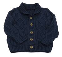 Tmavomodrý vzorovaný propínací svetr Nutmeg