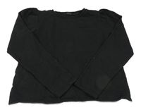 Černá crop mikina s nabíranými rukávy Next