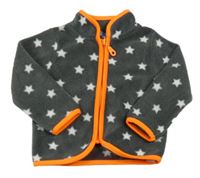 Šedá fleecová propínací mikina s neonovým zipem hema