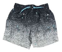Černo-bílo-modré flekaté plážové kraťasy Primark