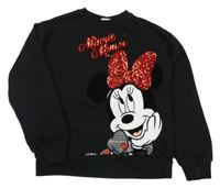 Černá mikina s Minnie a mašlí z flitrů George
